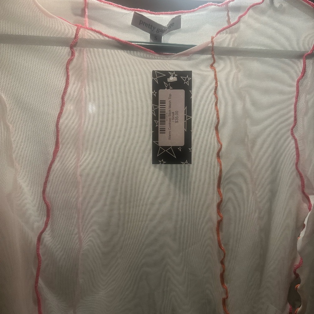 Pretty Girl Sheer White Blouse with Pink Accents
